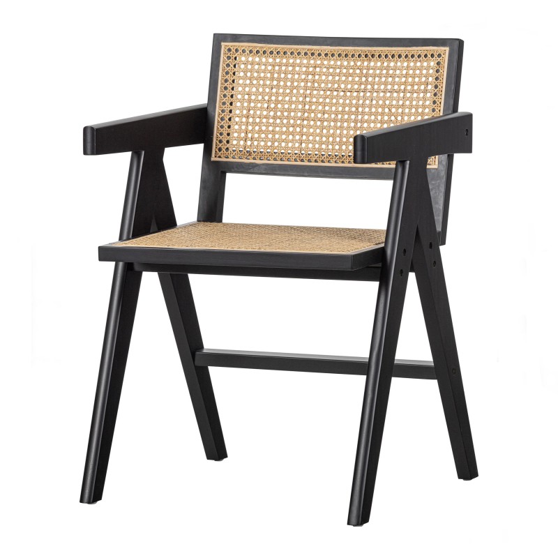 ARTD BLACK RATTAN AND WOOD DINING CHAIR - CHAIRS, STOOLS